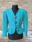 Image of Turquoise Brocade Peplum Jacket