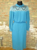 Image of Turquoise Pleated Lace Dress