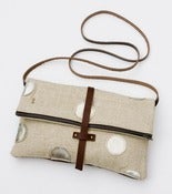 Image of foldover crossbody bag with hand cut leather polka dots (GOLD!)