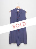 Image of Vintage Ruffle-Front Chambray Romper