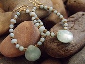 Image of Amazon Queen Hoop Earrings | Faceted Amazonite Gemstones, Antiqued Vermeil Accents