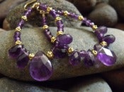 Image of Amethyst Drama Hoop Earrings | Faceted Amethyst Gemstones, Ornate Vermeil Accents