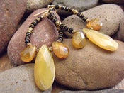Image of Jeweled Africa Hoop Earrings | Yellow African Opal, Faceted Black Onyx, Vermeil