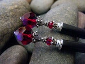 Image of Ruby Shadow Hairsticks | Vintage Swarovski Crystals, Ornate Sterling Silver Accents