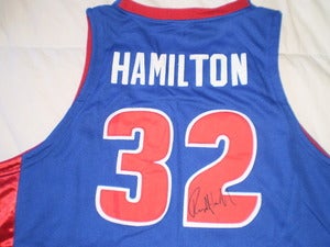 Image of Rip Hamilton Signed Reebok Away Authentic Jersey with Game Ticket