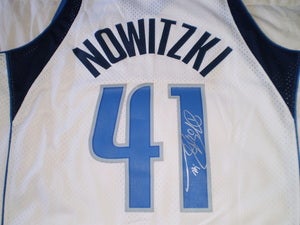 Image of Dirk Nowitzki Signed Swingman Home Jersey 
