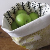 Image of Handmade Fabric Bucket - sherbert ficus with buds