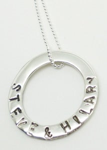 Image of STERLING SILVER ENGRAVED OR HAND STAMPED WASHER PENDANT NECKLACE