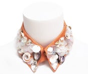 Image of Peach silk taffeta with shells, sequins, and Swarovski crystals