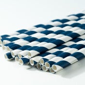 Image of Navy Blue Stripe Paper Straw