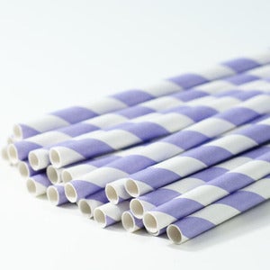 Image of Lavender Purple Stripe Paper Straw