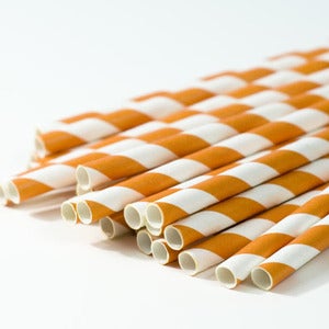 Image of Orange Stripe Paper Straws