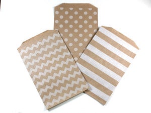 Image of Kraft & White Pattern Paper Bags