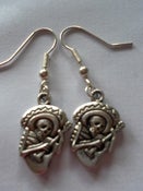 Image of Mexican Day of the Dead Guitar Playing Skeleton Bandit Earrings 
