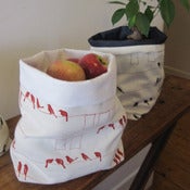 Image of Handmade Fabric Bucket - Laundry Birds