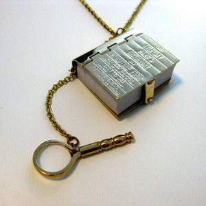 Image of Adorable - Book Worm Dictionary Necklace
