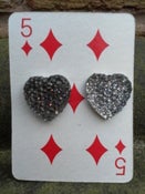 Image of Divine Silver Grey Glittery Sparkly Heart Shaped Earrings