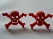 Image of Skull Pirate Psychobilly Rockabilly Punk Skull & Crossbones Red Earrings