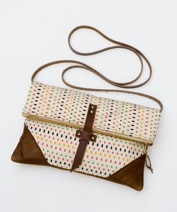 Image of -S O L D- the foldover crossbody bag in vintage silk squares print