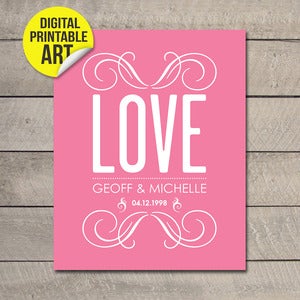 Image of Custom Wedding Printable JPEG or PDF ♥ Series 2 ♥ (choice of 30 colours) - 20x25cm