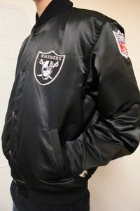Image of Vintage Raiders Satin Chalkline Jacket By Starter Size-L
