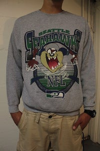 Image of Vintage Seattle Seahawks Taz Crewneck Size - L