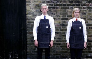 Image of The Mechanic Apron, Red line Selvage workwear, inspired by WW2 army issue, made in Great Britain.