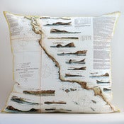 Image of Vintage US PACIFIC COAST Map Pillow, Made to Order 18" x18" Cover