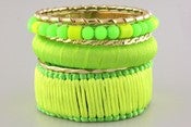 Image of Neon Green Beaded Bangle Set