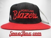 Image of Vintage Deadstock Portland Trailblazers Sports Specialties Pinstripe Script Snapback Hat Cap