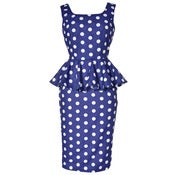 Image of Polka Dot Peplum Pencil Dress