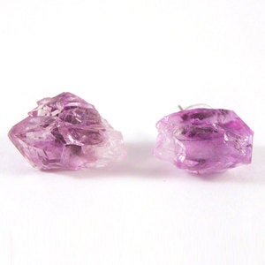 Image of Raw Amethyst Crystal Studs