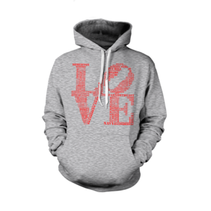 Image of Classic LOVE Hoodie (Grey/Red) 