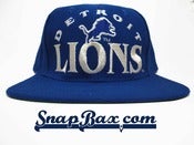 Image of Vintage Deadstock Detroit Lions Game Brand Blue Silver Snapback Hat Cap