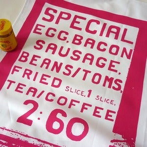 Image of Big Breakfast tea towel - raspberry