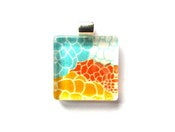 Image of Bright Floral - Square Glass Pendant