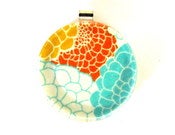 Image of Bright Floral - Large Round Glass Pendant