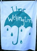 Image of I Love Wellington tea towel in teal
