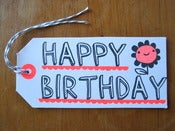 Image of Set of 5 hand screen printed "HAPPY BIRTHDAY" gift tags