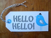 Image of Set of 5 hand screen printed "HELLO HELLO" gift tags