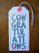 Image of Set of 5 hand screen printed "CONGRATULATIONS" gift tags