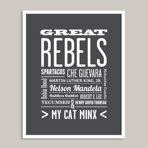 Image of Custom Name Print - Great Rebels (choice of 30 colours) - 20x25cm
