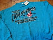 Image of Vintage Deadstock Cleveland Indians Aqua Logo Athletic Crewneck Sweatshirt