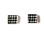 Black Dots - Square Glass Studs