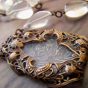 Image of Vintage Filigree Intaglio Stone Cold Gorgeous