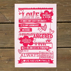 Image of I Corinthians 13 Silkscreen Print - Red