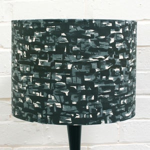 Image of Small Lampshade in Grey & Black Vintage