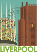 Image of Liverpool Travel Poster - Cathedrals