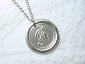 Image of Brighter, shinier silver wax seal stamped monogram necklaces By Ritzy Misfit