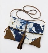 Image of -S O L D- the foldover crossbody bag in hand bleached denim